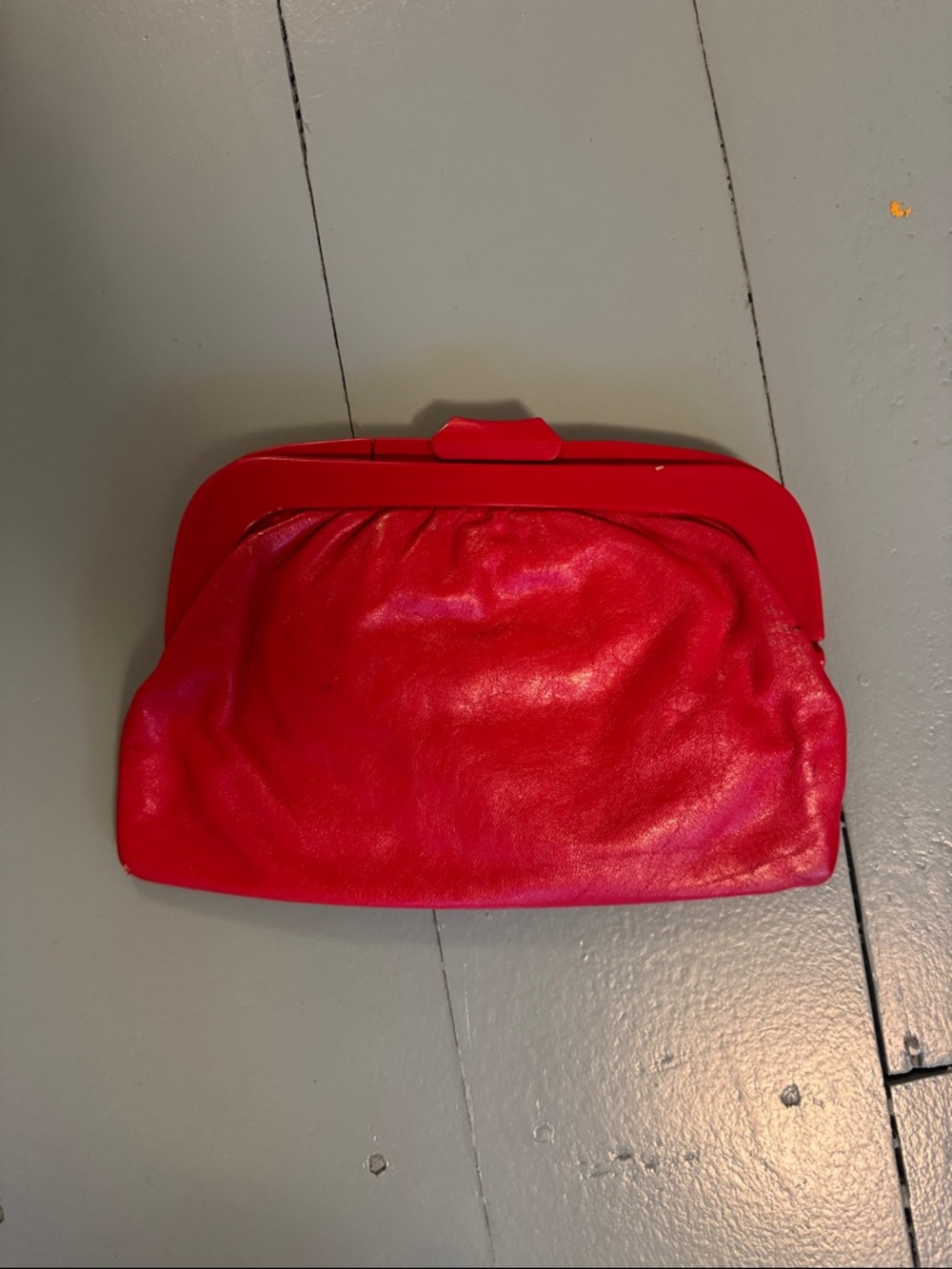Vintage leather Red Women's Clutch Bag
